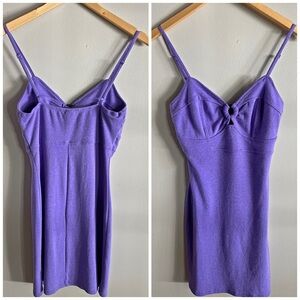 Wild Fable Purple Knit Bodycon Mini Dress M Ring Front Detail Spaghetti Strap